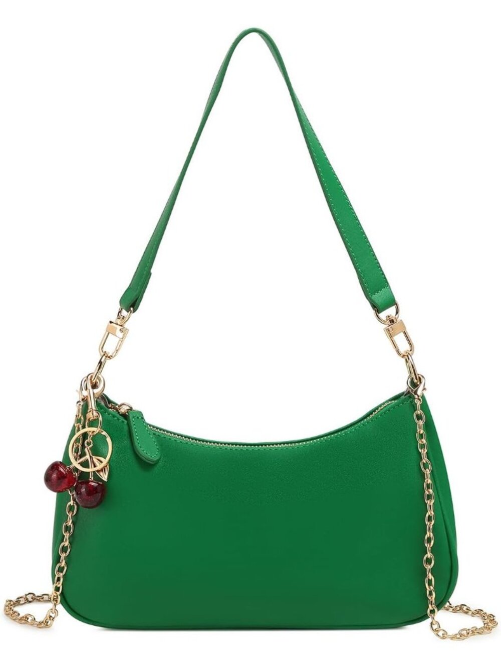 👜Women's Green Leather Minimalist Crossbody Bag Underarm Shoulder Bag Charm